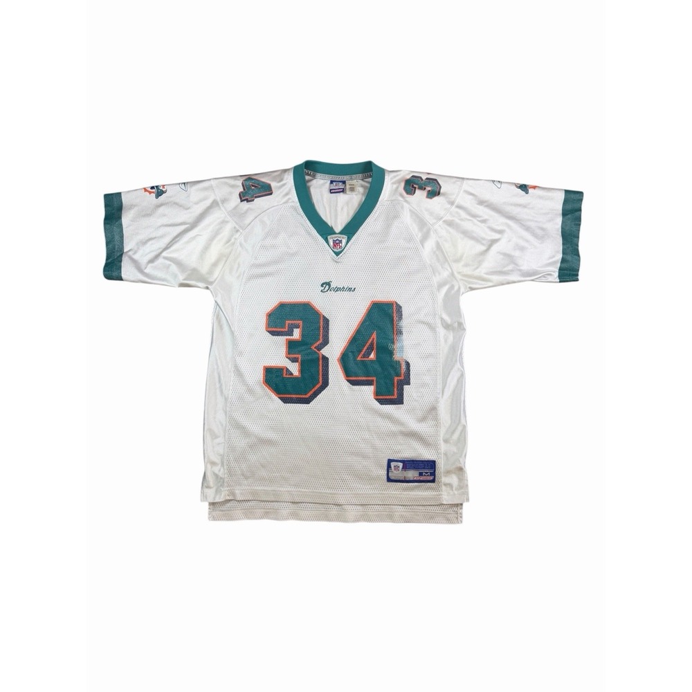 Ricky Williams Miami Dolphins Reebok NFL Jersey Mens M White Teal #34 Y2K